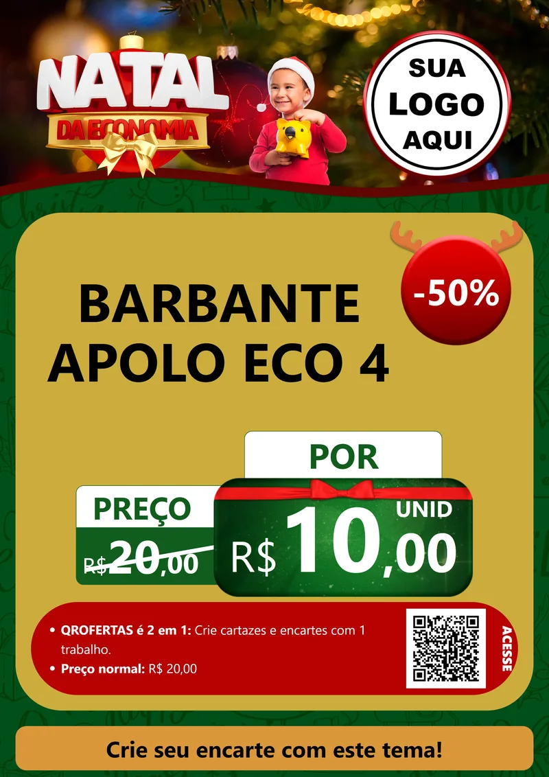 Modelo de Cartaz para Cartaz A4 Vertical com o tema Natal da Economia para Armarinho e Aviamentos