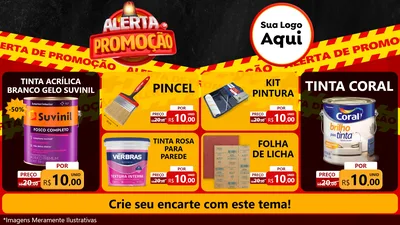 Modelo de TV para TV Horizontal com o tema Alerta de Promoção para Tintas e Ferramentas