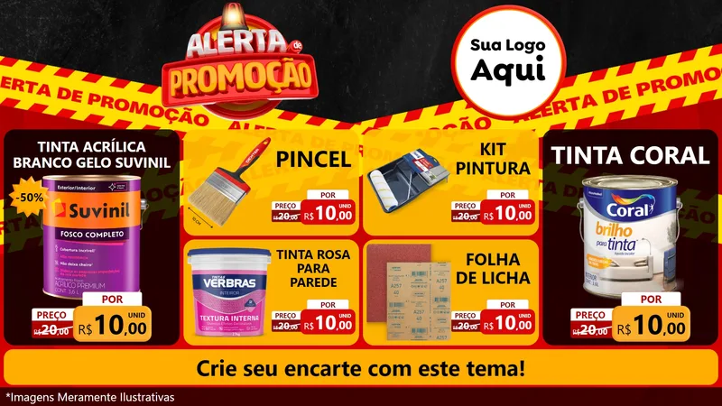 Modelo de TV para TV Horizontal com o tema Alerta de Promoção para Tintas e Ferramentas