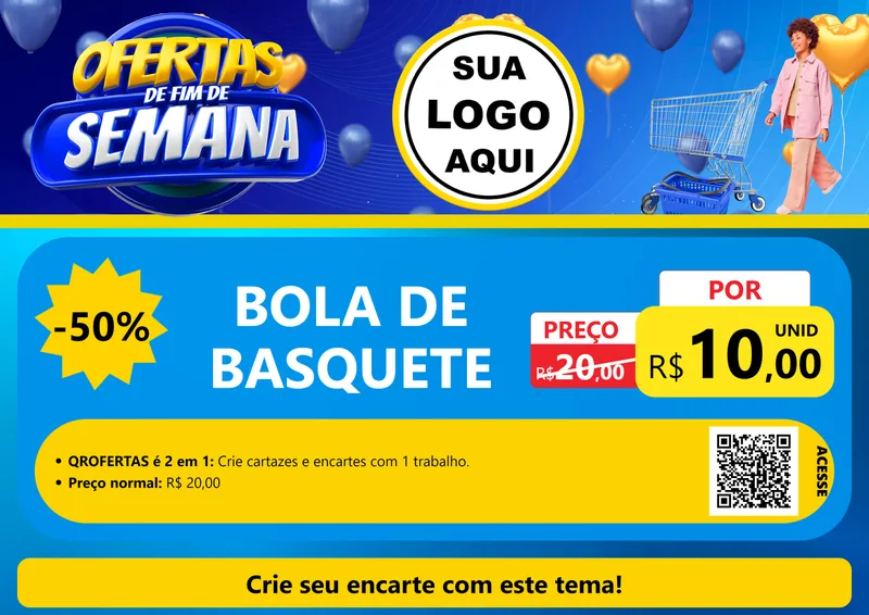 Modelo de Cartaz para Cartaz A4 Horizontal com o tema Ofertas de Fim de Semana para Artigos Esportivos