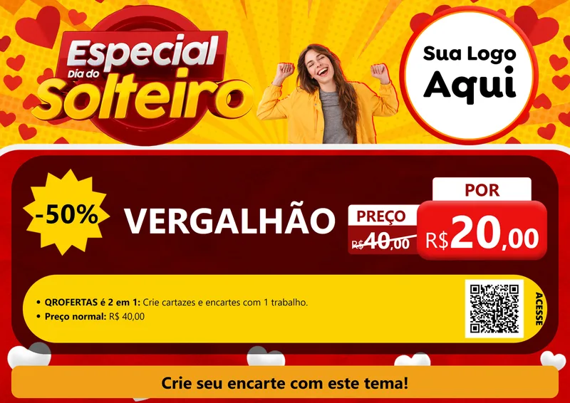 Modelo de Cartaz para Cartaz A4 Horizontal com o tema Especial Dia do Solteiro para Ferragens