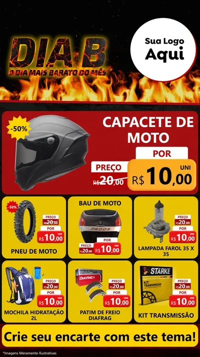 Modelo de Rede Social para Stories com o tema Dia B para Moto peças