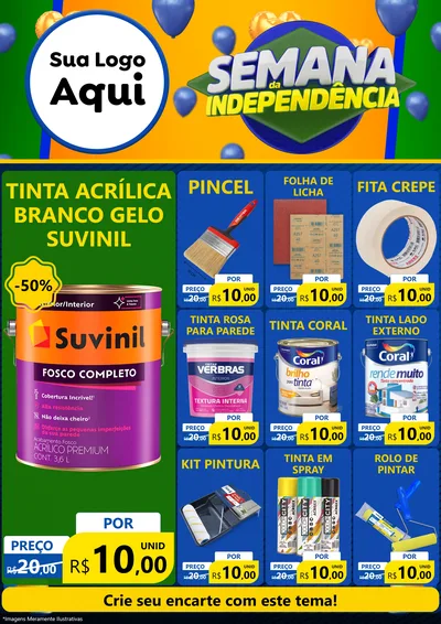 Modelo de Encarte para Encarte A4 Vertical com o tema Semana da Independência para Tintas e Ferramentas