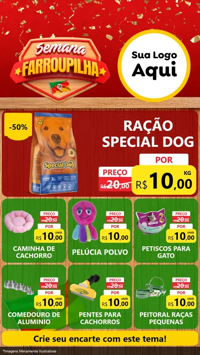 Modelo de Rede Social para Stories com o tema Semana Farroupilha para Pet Shop