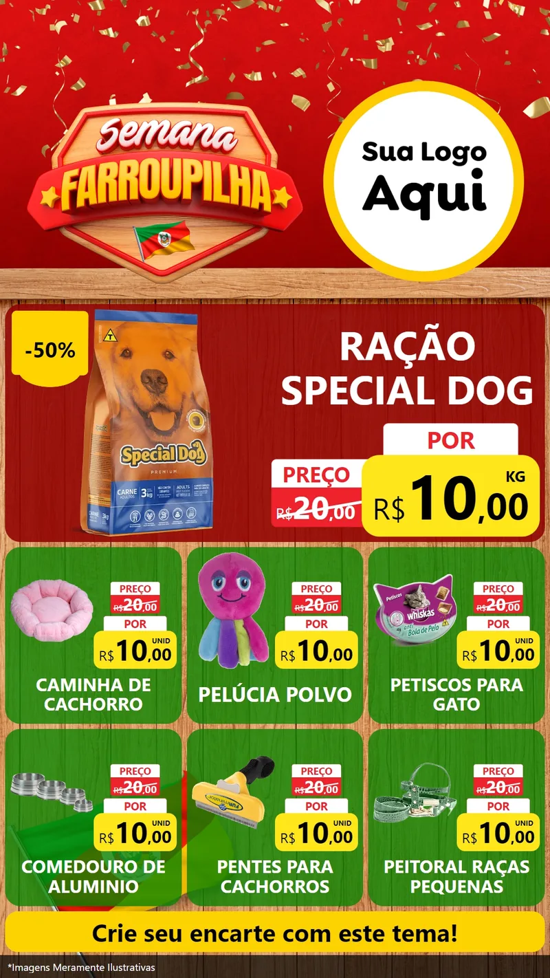 Modelo de Rede Social para Stories com o tema Semana Farroupilha para Pet Shop