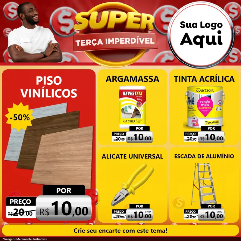 Modelo de Rede Social para Feed Facebook com o tema Super Terça Imperdível para Material para Construção
