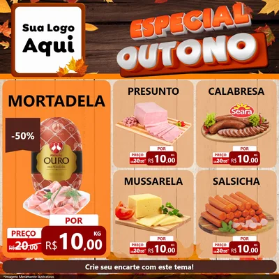 Modelo de Rede Social para Feed Facebook com o tema Especial Outono para Frios e Laticínios