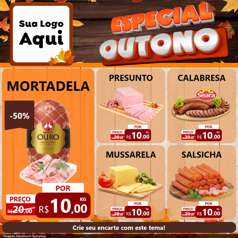 Modelo de Rede Social para Feed Facebook com o tema Especial Outono para Frios e Laticínios