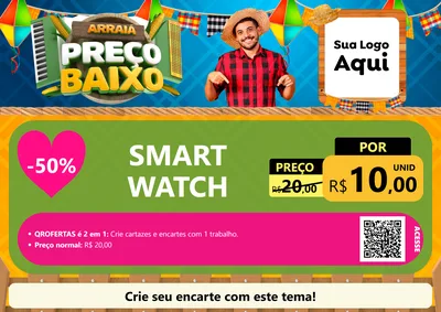 Modelo de Cartaz para Cartaz A4 Horizontal com o tema Arraiá de Preço Baixo - Junina para Informática