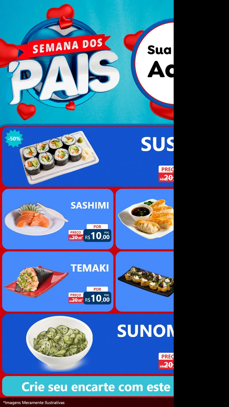 Modelo de TV para TV Vertical com o tema Semana Dos Pais para Comida japonesa