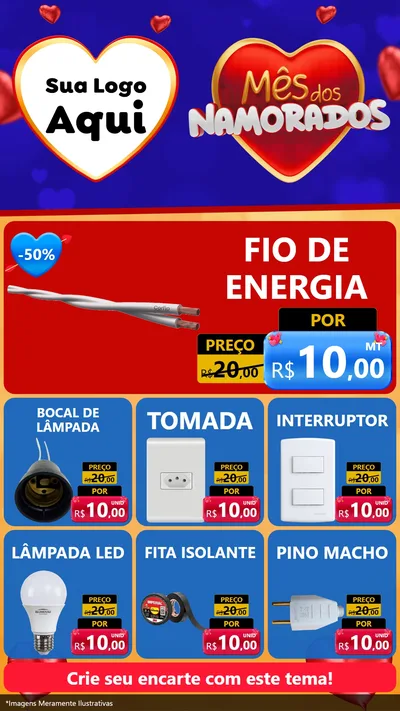 Modelo de Rede Social para Stories com o tema Mês dos Namorados para Materiais Elétricos