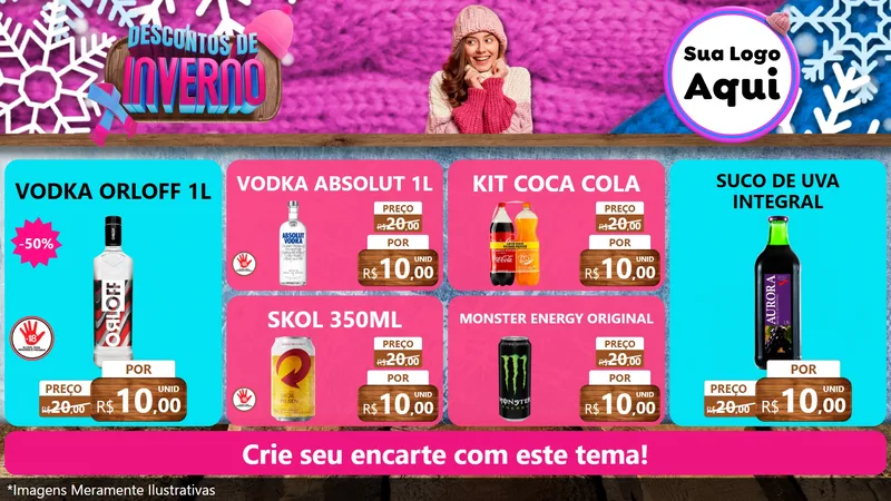 Modelo de TV para TV Horizontal com o tema Descontos de Inverno para Distribuidora de bebidas