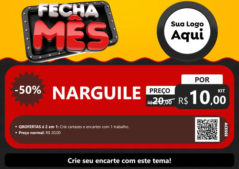 Modelo de Cartaz para Cartaz A4 Horizontal com o tema Fecha Mês para Tabacaria