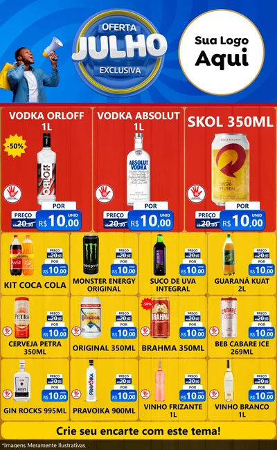 Modelo de Encarte para Encarte Grande com o tema Oferta Exclusiva, Julho para Distribuidora de bebidas
