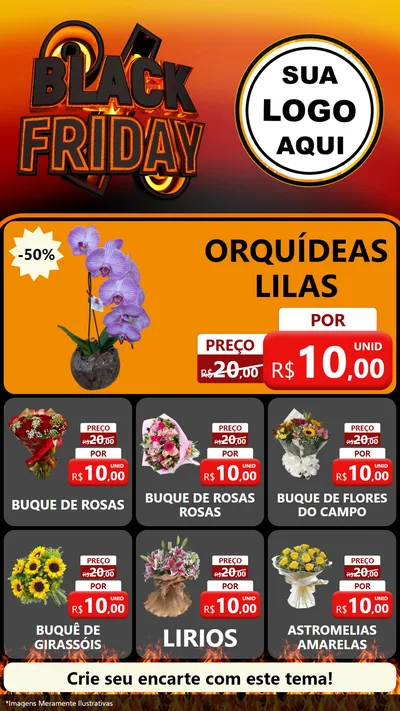 Modelo de Rede Social para Stories com o tema Black Friday para Floricultura e jardim