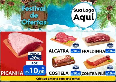 Modelo de Encarte para Encarte A4 Horizontal com o tema Festival de Ofertas - Inverno para Açougue