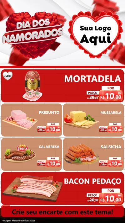 Modelo de TV para TV Vertical com o tema Dia dos Namorados para Frios e Laticínios