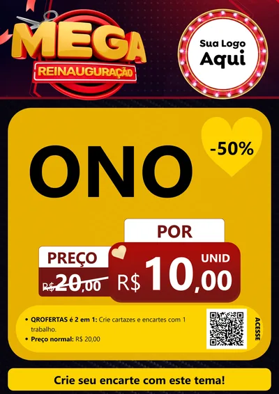 Modelo de Cartaz para Cartaz A4 Vertical com o tema Mega Reinauguração para Óticas
