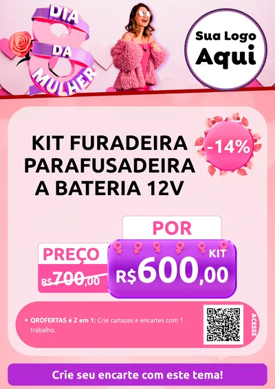 Modelo de Cartaz para Cartaz A4 Vertical com o tema Dia da Mulher para Maquinas e Ferramentas