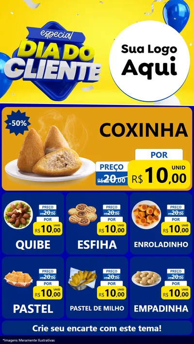 Modelo de Rede Social para Stories com o tema Especial Dia do Cliente para Salgadaria