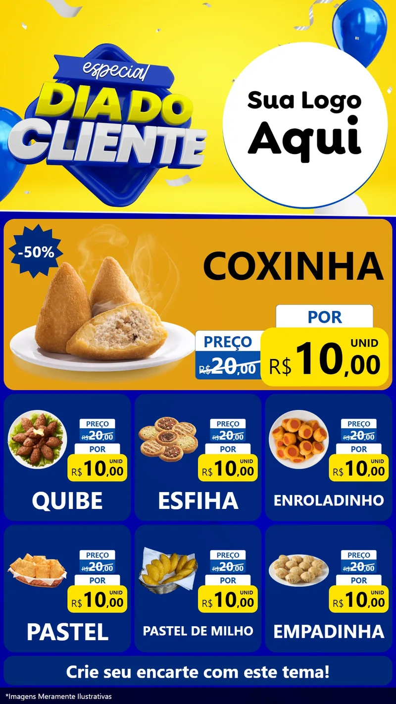 Modelo de Rede Social para Stories com o tema Especial Dia do Cliente para Salgadaria