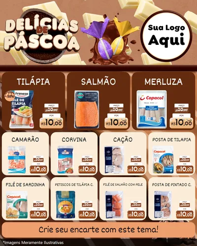 Modelo de Rede Social para Feed Instagram com o tema Delícias de Páscoa para Peixaria