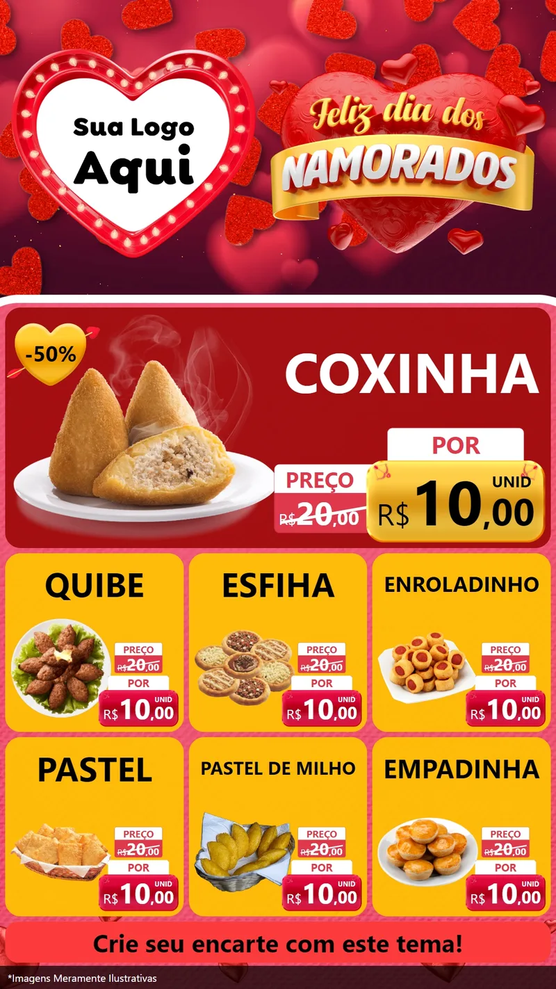 Modelo de Rede Social para Stories com o tema Feliz Dia Dos Namorados para Salgadaria