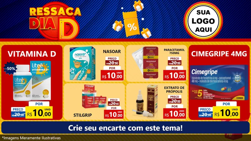 Modelo de TV para TV Horizontal com o tema Ressaca Dia D para Farmácia