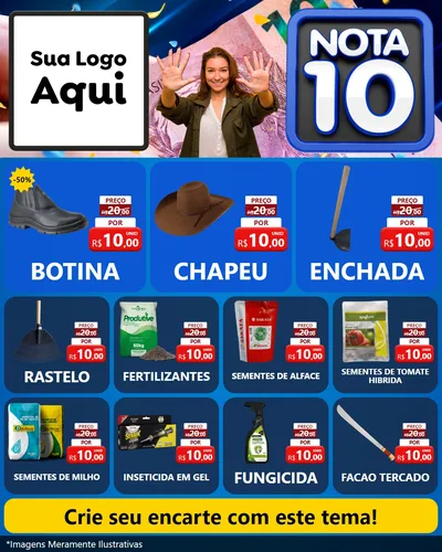 Modelo de Rede Social para Feed Instagram com o tema Nota 10 para Agropecuária