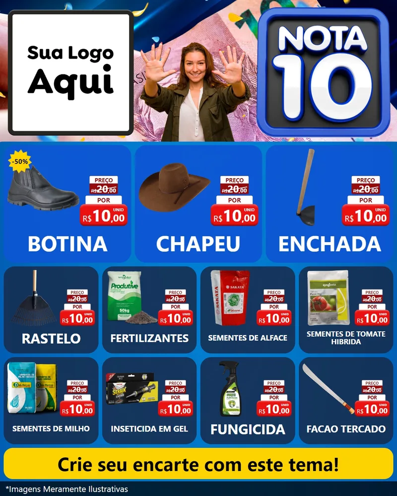 Modelo de Rede Social para Feed Instagram com o tema Nota 10 para Agropecuária