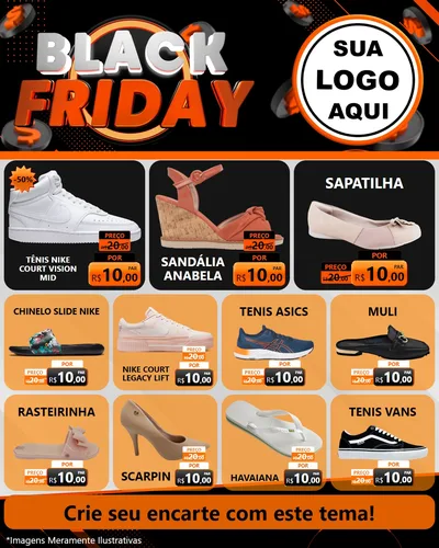 Modelo de Rede Social para Feed Instagram com o tema Black Friday para Calçados