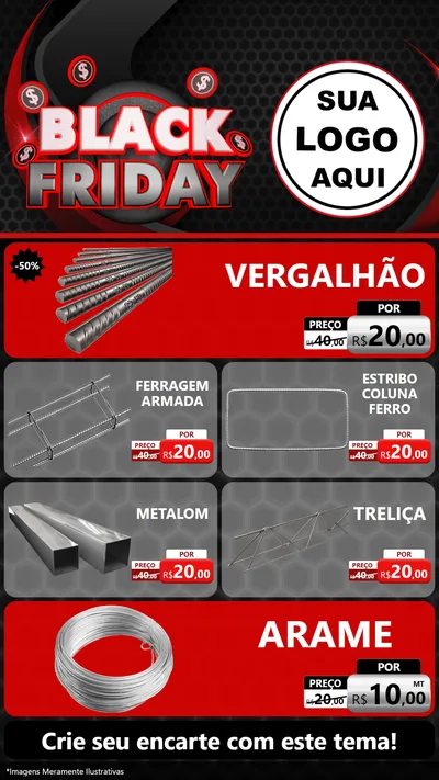 Modelo de TV para TV Vertical com o tema Black Friday para Ferragens