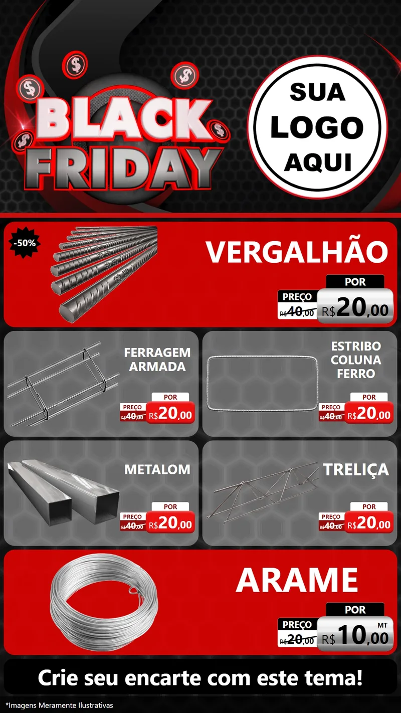 Modelo de TV para TV Vertical com o tema Black Friday para Ferragens