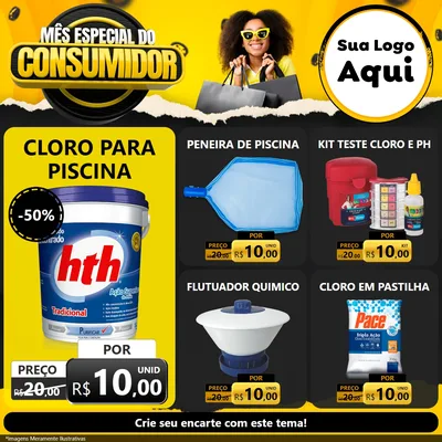 Modelo de Rede Social para Feed Facebook com o tema Mês Especial do Consumidor para Produtos para Piscina