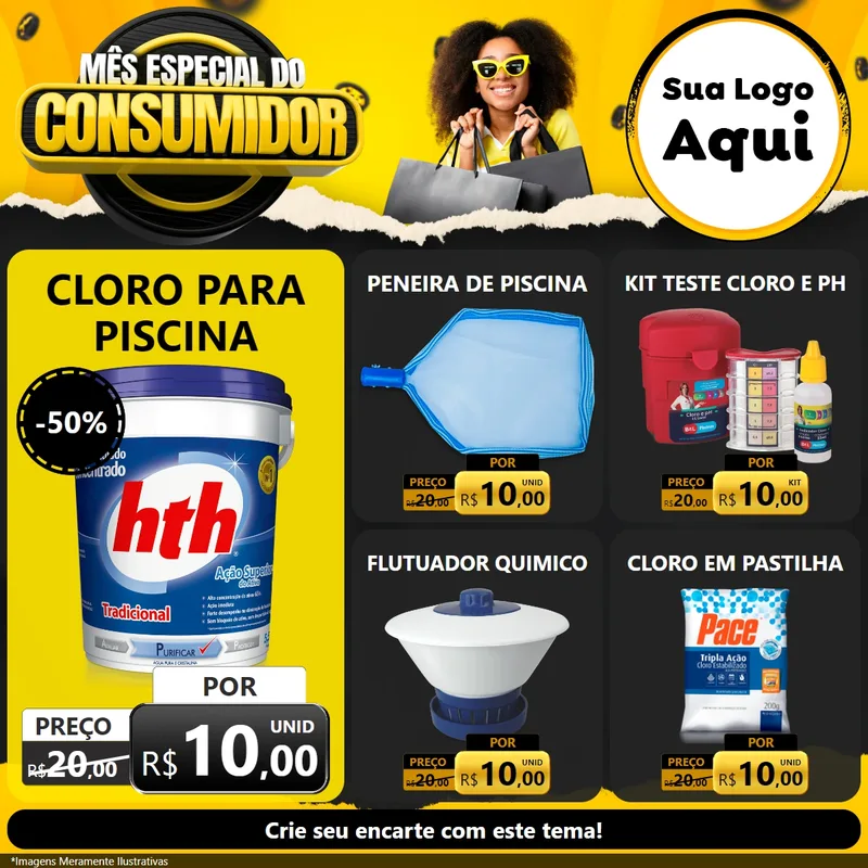 Modelo de Rede Social para Feed Facebook com o tema Mês Especial do Consumidor para Produtos para Piscina