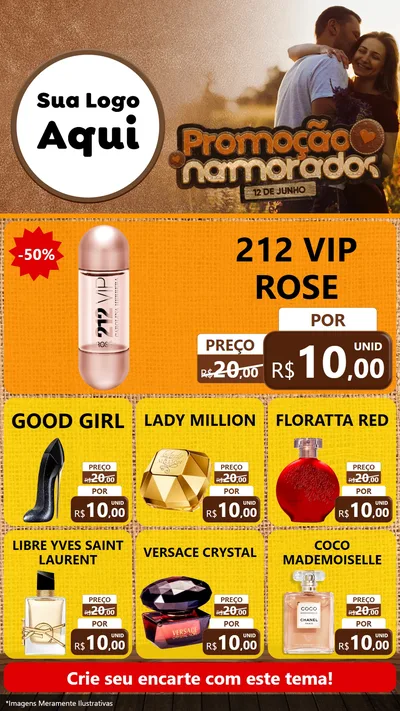 Modelo de Rede Social para Stories com o tema Promoção Namorados para Perfumes