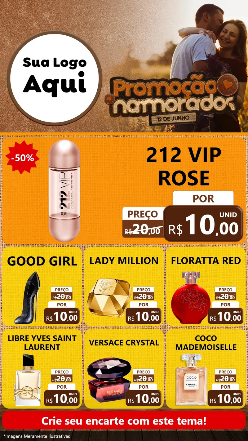 Modelo de Rede Social para Stories com o tema Promoção Namorados para Perfumes