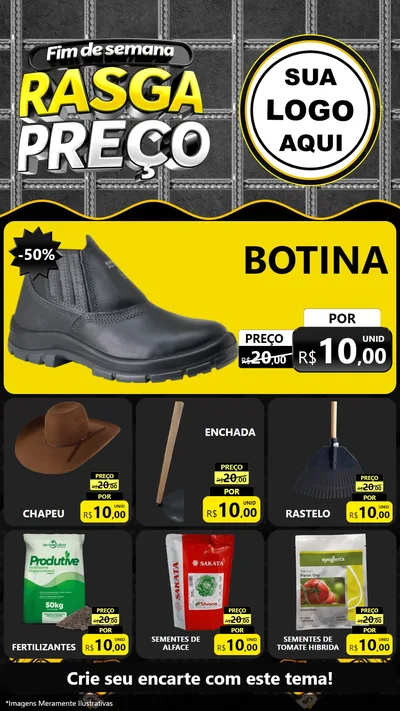 Modelo de Rede Social para Stories com o tema Fim de Semana Rasga Preço para Agropecuária