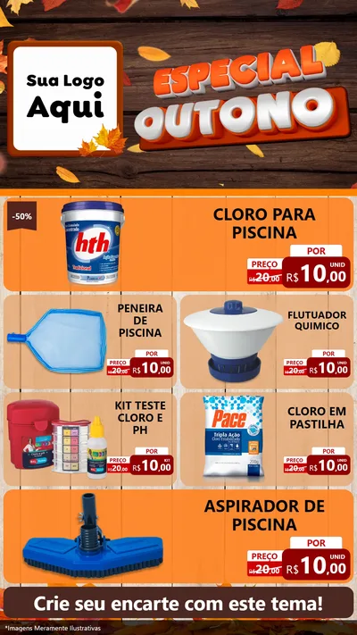 Modelo de TV para TV Vertical com o tema Especial Outono para Produtos para Piscina