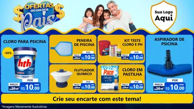 Modelo de TV para TV Horizontal com o tema Ofertas do Dia dos Pais para Produtos para Piscina