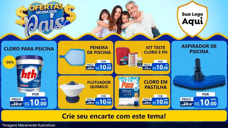 Modelo de TV para TV Horizontal com o tema Ofertas do Dia dos Pais para Produtos para Piscina