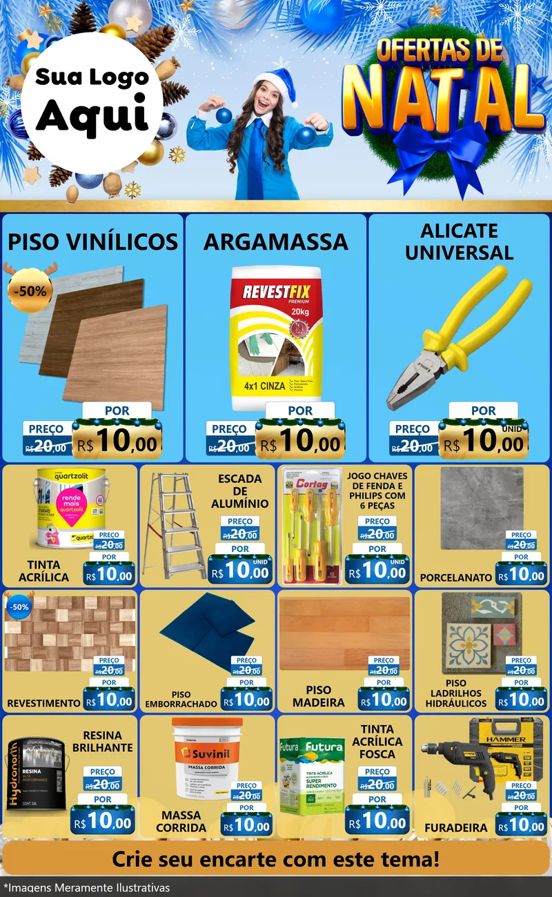 Modelo de Encarte para Encarte Grande com o tema Ofertas de Natal para Material para Construção