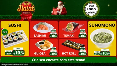 Modelo de TV para TV Horizontal com o tema Natal Especial para Comida japonesa