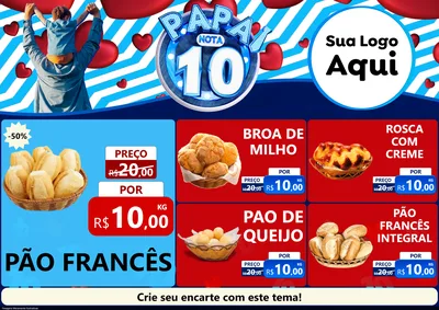Modelo de Encarte para Encarte A4 Horizontal com o tema Papai Nota 10 para Padaria