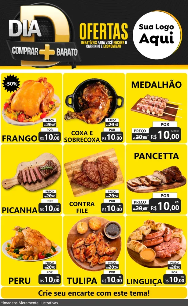 Modelo de Encarte para Encarte Grande com o tema Dia D Mais Economia para Assados