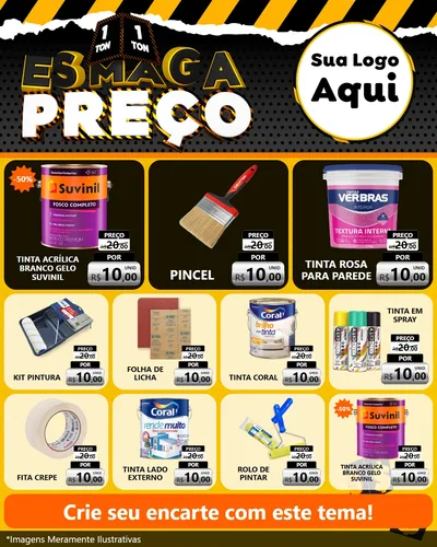 Modelo de Rede Social para Feed Instagram com o tema Esmaga Preço para Tintas e Ferramentas