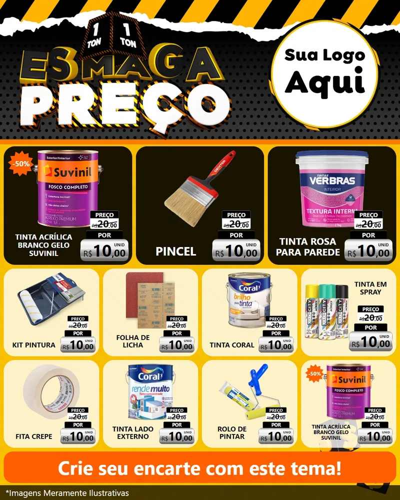 Modelo de Rede Social para Feed Instagram com o tema Esmaga Preço para Tintas e Ferramentas