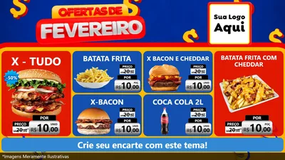 Modelo de TV para TV Horizontal com o tema Ofertas de Fevereiro para Hamburgueria
