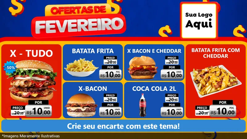 Modelo de TV para TV Horizontal com o tema Ofertas de Fevereiro para Hamburgueria