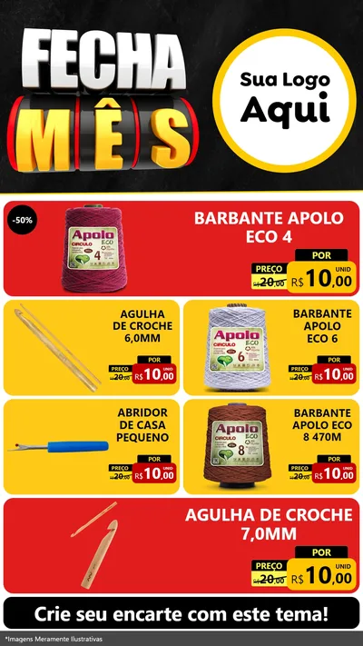 Modelo de TV para TV Vertical com o tema Fecha Mês para Armarinho e Aviamentos
